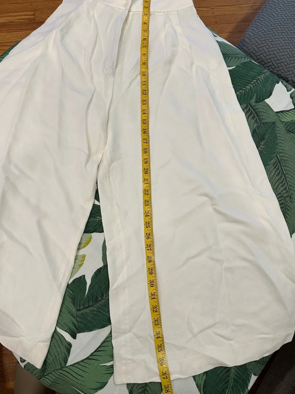 Wide Leg White Linen-Blend Pants